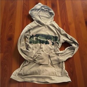 Classic Champion Tan Camo Logo Lightweight Hoodie School All Seasons Athleisure